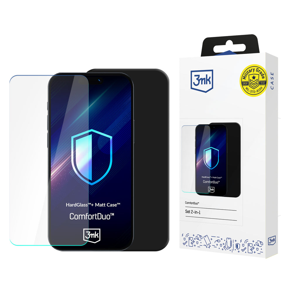 HardGlass™ Tempered Glass Set with Matt Case™ 3mk ComfortDuo for Samsung Galaxy A17 5G - Black_1