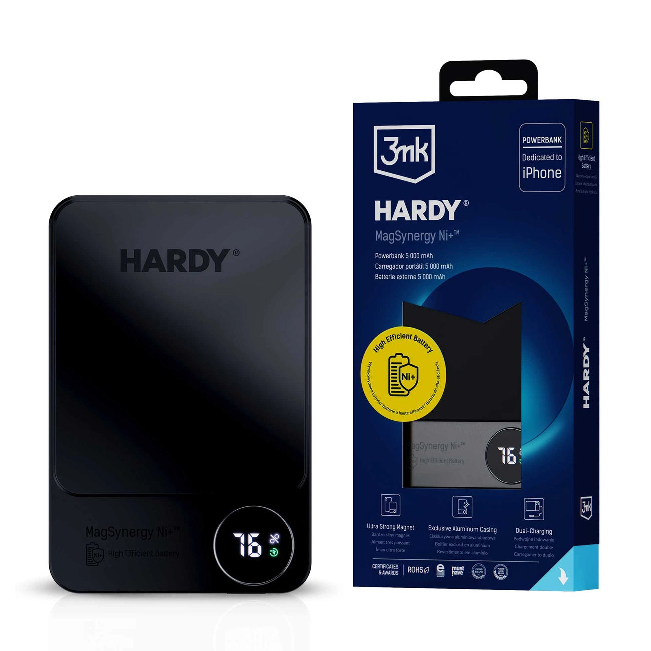Powerbank 3mk HARDY MagSynergy Ni+ 5,000mAh 22.5W USB 1C1L - black_0