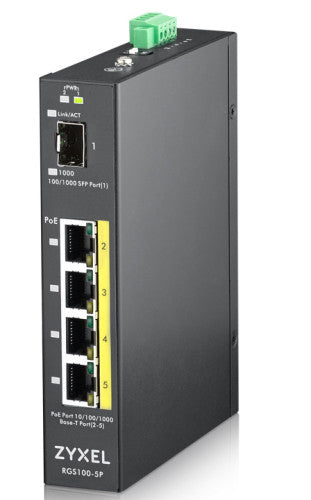 Zyxel RGS100-5P No administrado L2 Gigabit Ethernet (10/100/1000) EnergÃ­a sobre Ethernet (PoE) Negro_0