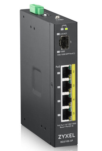 Zyxel RGS100-5P No administrado L2 Gigabit Ethernet (10/100/1000) EnergÃ­a sobre Ethernet (PoE) Negro_1