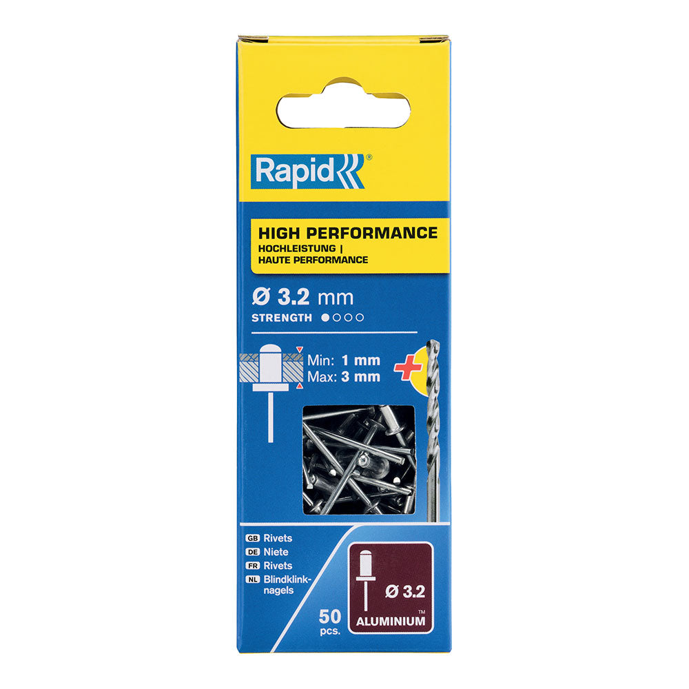 BlÃ­ster 50 rebites Ã¸3,2x6mm alu+broca 5001528 rapid_0