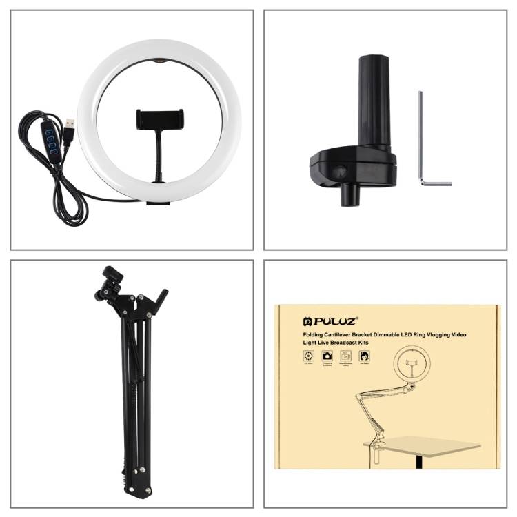 Desktop arm stand Puluz with 26cm LED Vlogging Ring PKT3090B_2