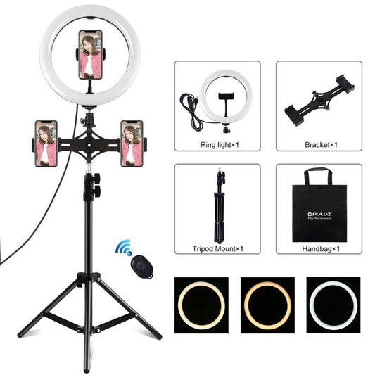 Tripod Mount Puluz with 26cm LED Ring Vlogging 1,1m  PKT3070B_0