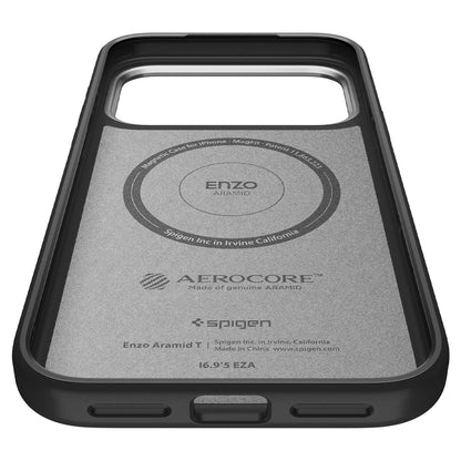 Spigen Enzo Aramid &quot;T&quot; MagSafe Case for iPhone 17 Pro - Black and Silver_8