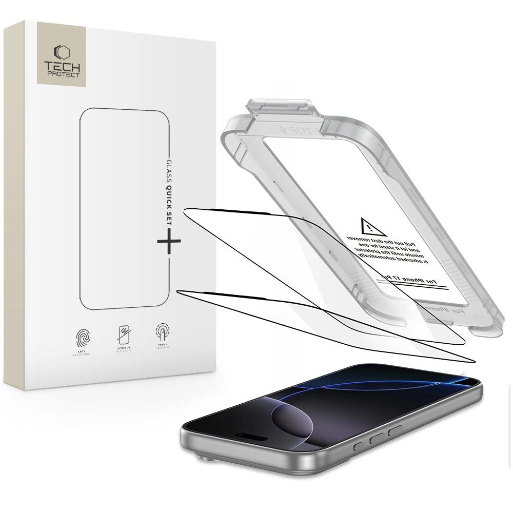 Tech-Protect Quick Set+ 2-pack tempered glass for iPhone 17 Pro - black_0
