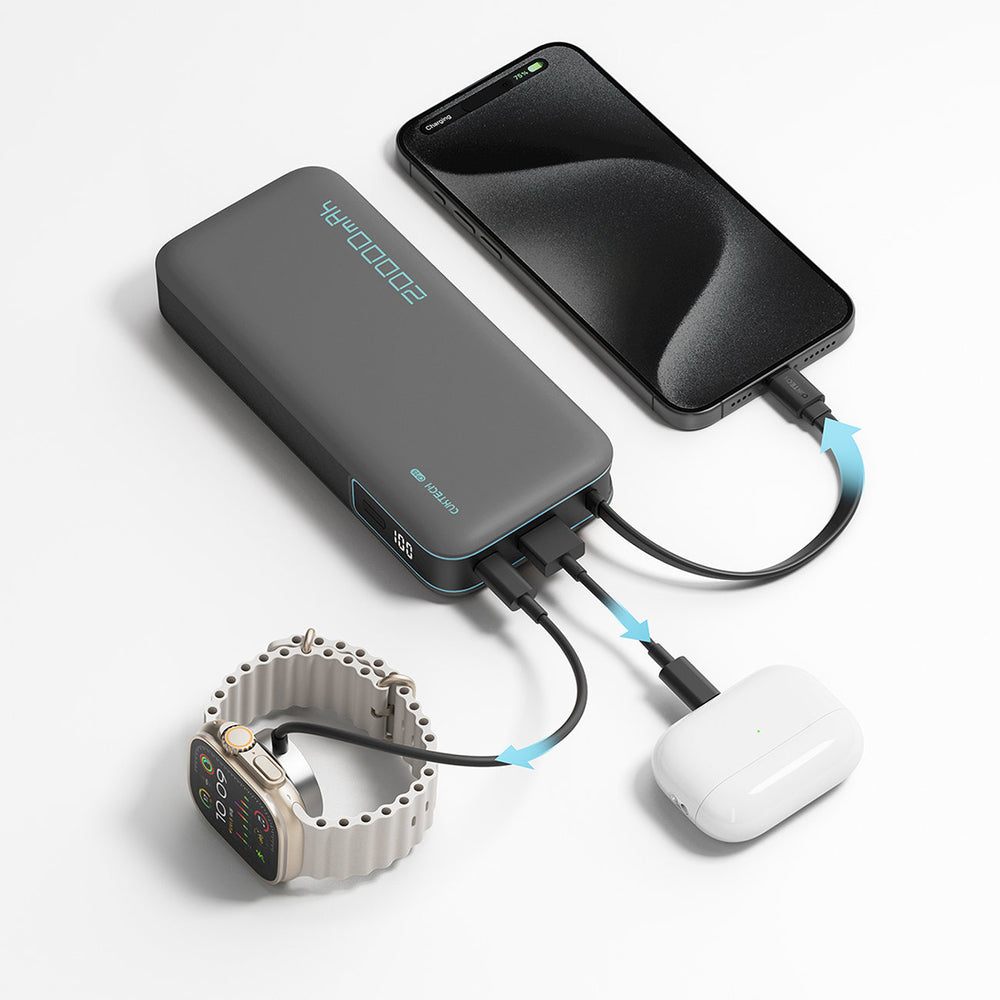 Cuktech CUKP200NGLLG 55W 20000mAh Powerbank with Built-in USB-C Cable - White_3