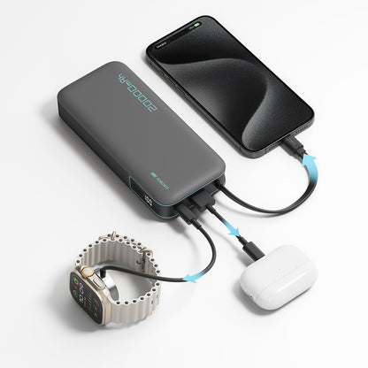 Cuktech CUKP200NGLLG 55W 20000mAh Powerbank with Built-in USB-C Cable - White_3