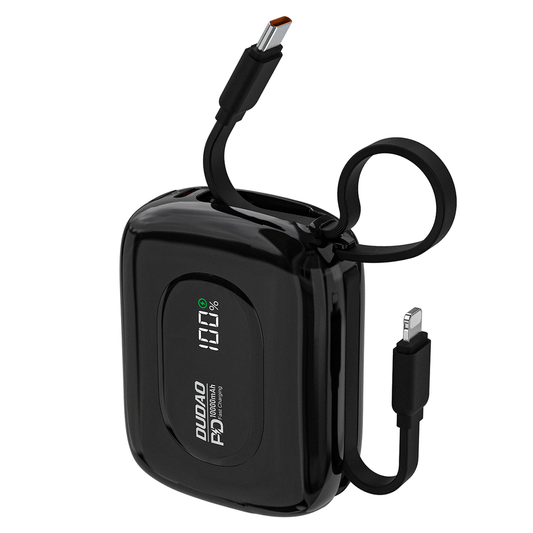 Powerbank Dudao K32 10000 mAh z wbudowanym kablem USB-C/Lightning - czarny_0