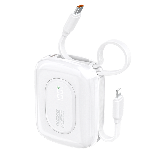 Powerbank Dudao K32 10000 mAh z wbudowanym kablem USB-C/Lightning - biały_0