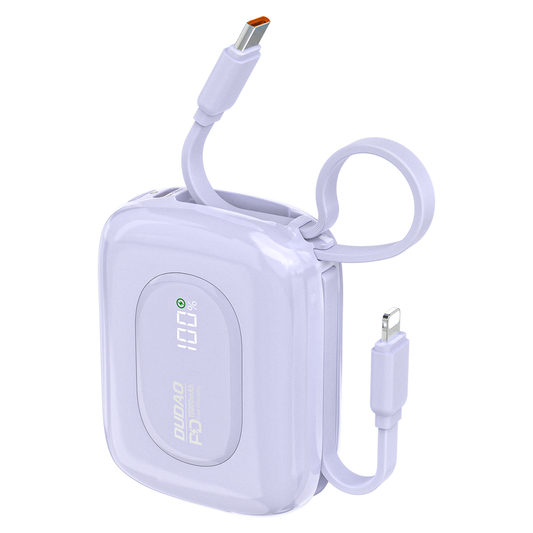 Powerbank Dudao K32 10000 mAh z wbudowanym kablem USB-C/Lightning - fioletowy_0