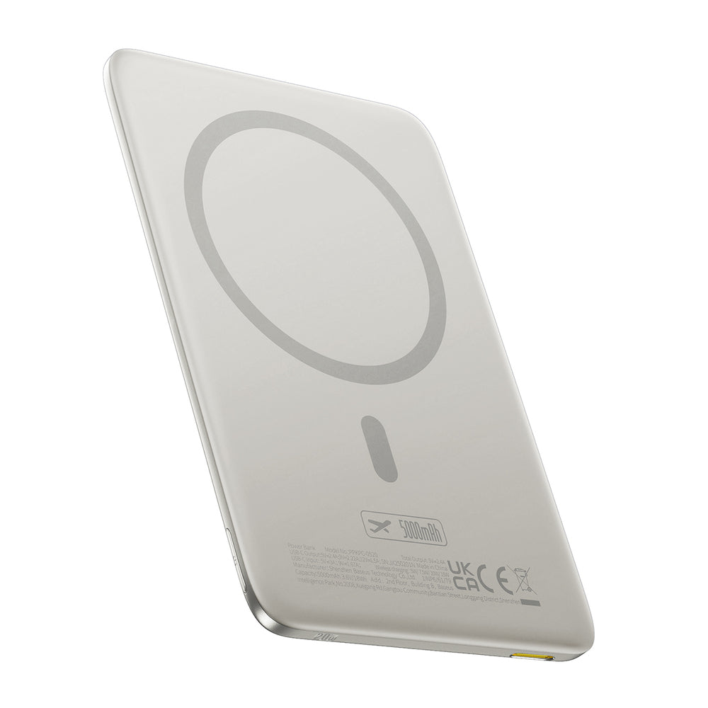 Baseus PicoGo AM41 Ultra-Slim 5000mAh 20W MagSafe Compatible Power Bank with Bases Simple USB-C 60W 30cm Cable - Titanium_0