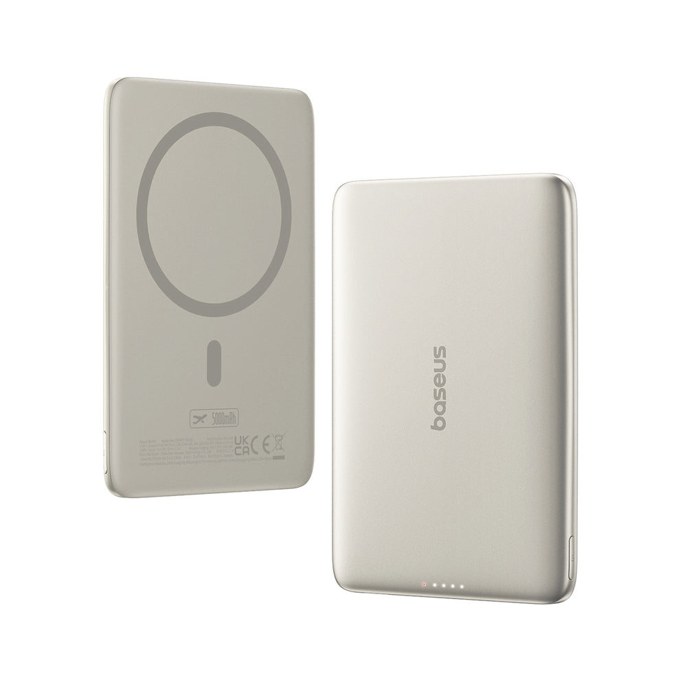 Baseus PicoGo AM41 Ultra-Slim 5000mAh 20W MagSafe Compatible Power Bank with Bases Simple USB-C 60W 30cm Cable - Titanium_2