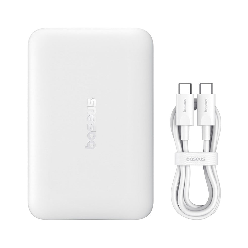 Baseus EnerFill FM11 Ultra-Mini 10000mAh 22.5W MagSafe Compatible Power Bank with Baseus Simple USB-C 20V/3A 30cm Cable - White_1