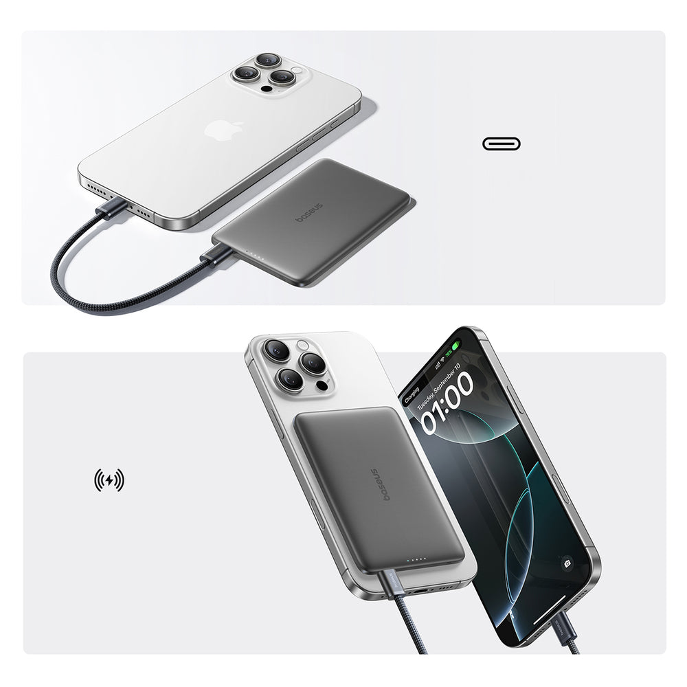 Baseus PicoGo AM41 Ultra-Slim 5000mAh 20W MagSafe Compatible Power Bank with Baseus Simple USB-C 60W 30cm Cable - Black_7