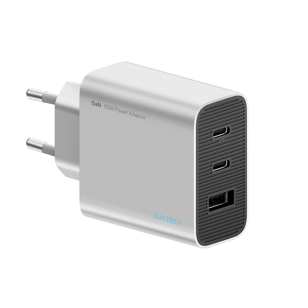 Cuktech 65W GaN 2xUSB-C 1xUSB-A Wall Charger - Gray_0
