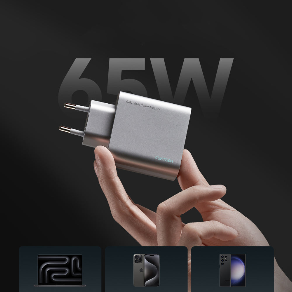 Cuktech 65W GaN 2xUSB-C 1xUSB-A Wall Charger - Gray_7