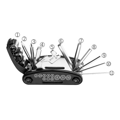 Wozinsky WMZ-01N tool kit, 16-in-1 bicycle multitool, pump, wrenches, inner tube kit - black_11