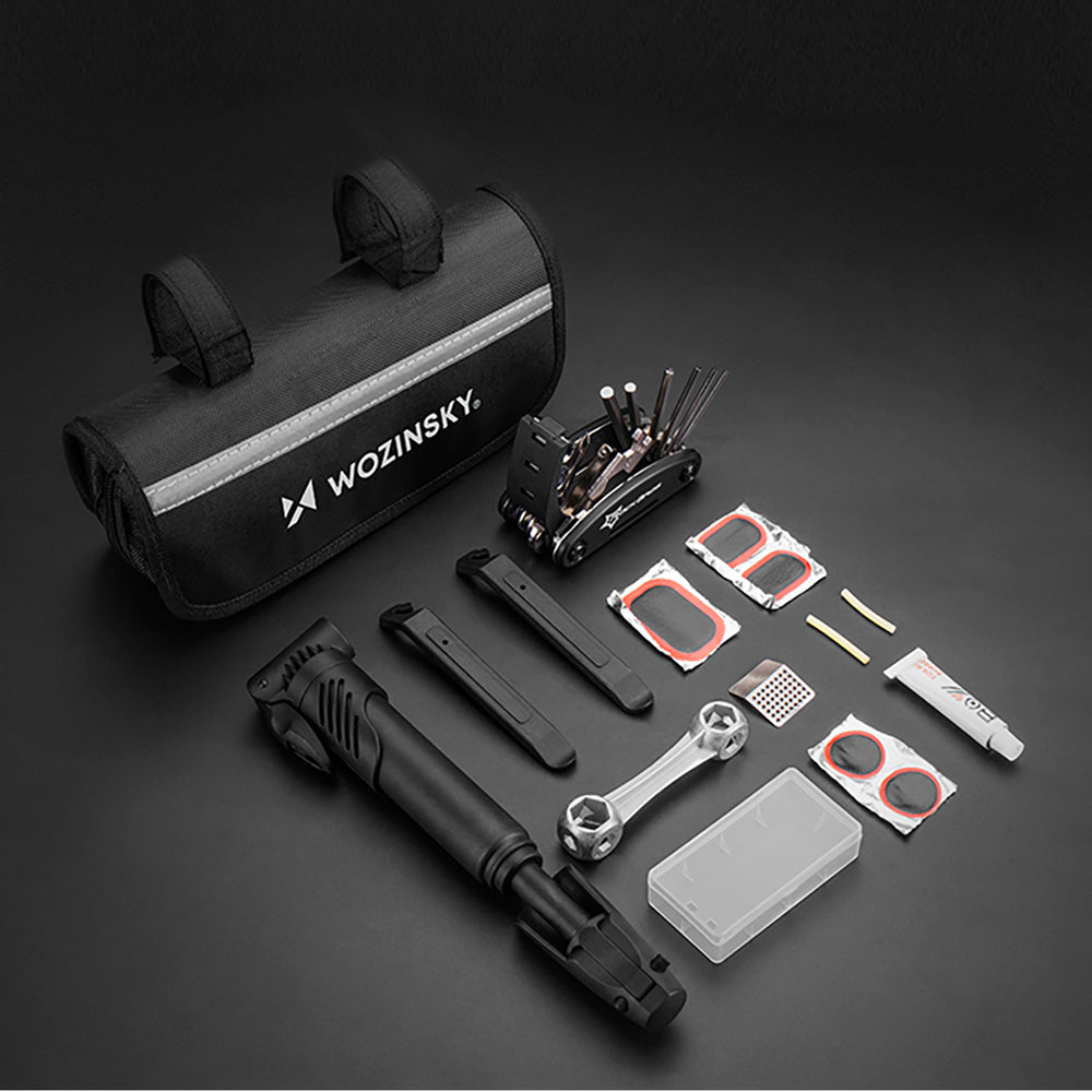 Wozinsky WMZ-01N tool kit, 16-in-1 bicycle multitool, pump, wrenches, inner tube kit - black_2