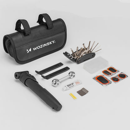 Wozinsky WMZ-01N tool kit, 16-in-1 bicycle multitool, pump, wrenches, inner tube kit - black_4