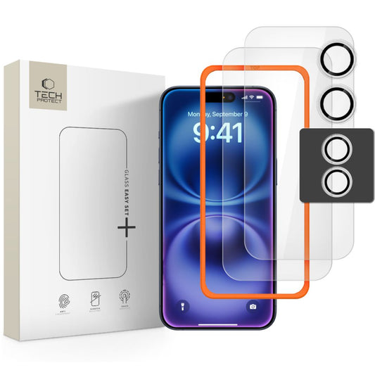 Tech-Protect Easy Set+ 3-pack tempered glass for iPhone 17 - transparent_0