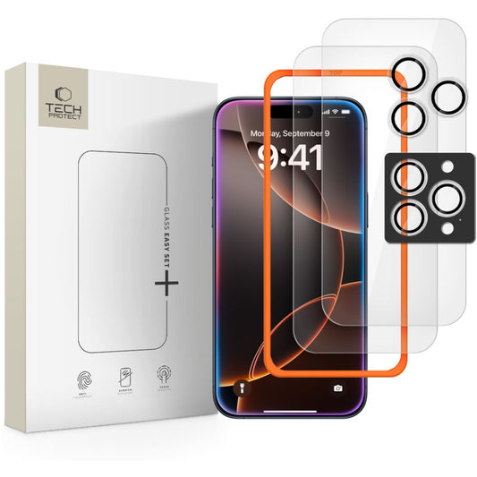 Tech-Protect Easy Set+ 3-pack tempered glass for iPhone 16 Pro Max / 17 Pro Max - transparent_0