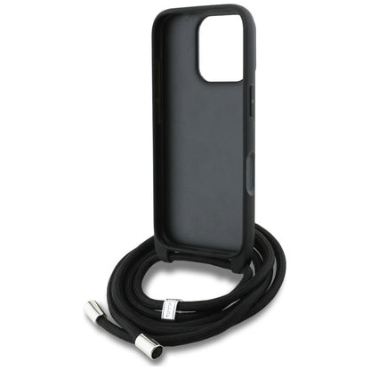 Karl Lagerfeld Crossbody Grained Pattern &amp; Logo Case for iPhone 16 Pro - Black_5