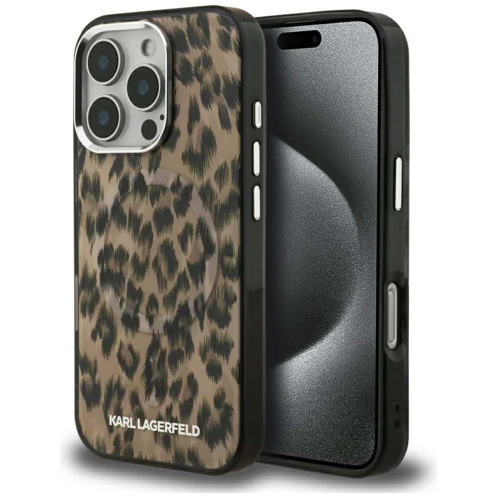 Karl Lagerfeld IML Leopard Pattern MagSafe Case for iPhone 16 Pro Max - Brown_0