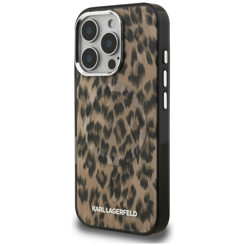 Karl Lagerfeld IML Leopard Pattern MagSafe Case for iPhone 16 Pro Max - Brown_1