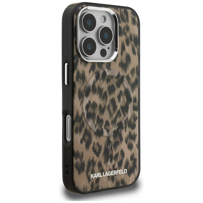 Karl Lagerfeld IML Leopard Pattern MagSafe Case for iPhone 16 Pro Max - Brown_3