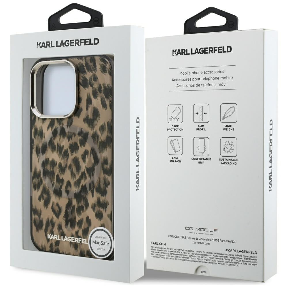 Karl Lagerfeld IML Leopard Pattern MagSafe Case for iPhone 16 Pro Max - Brown_7