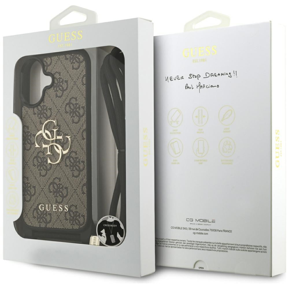 Guess 4G Big Logo Cord Stap Crossbody Case for iPhone 17 - Brown_6
