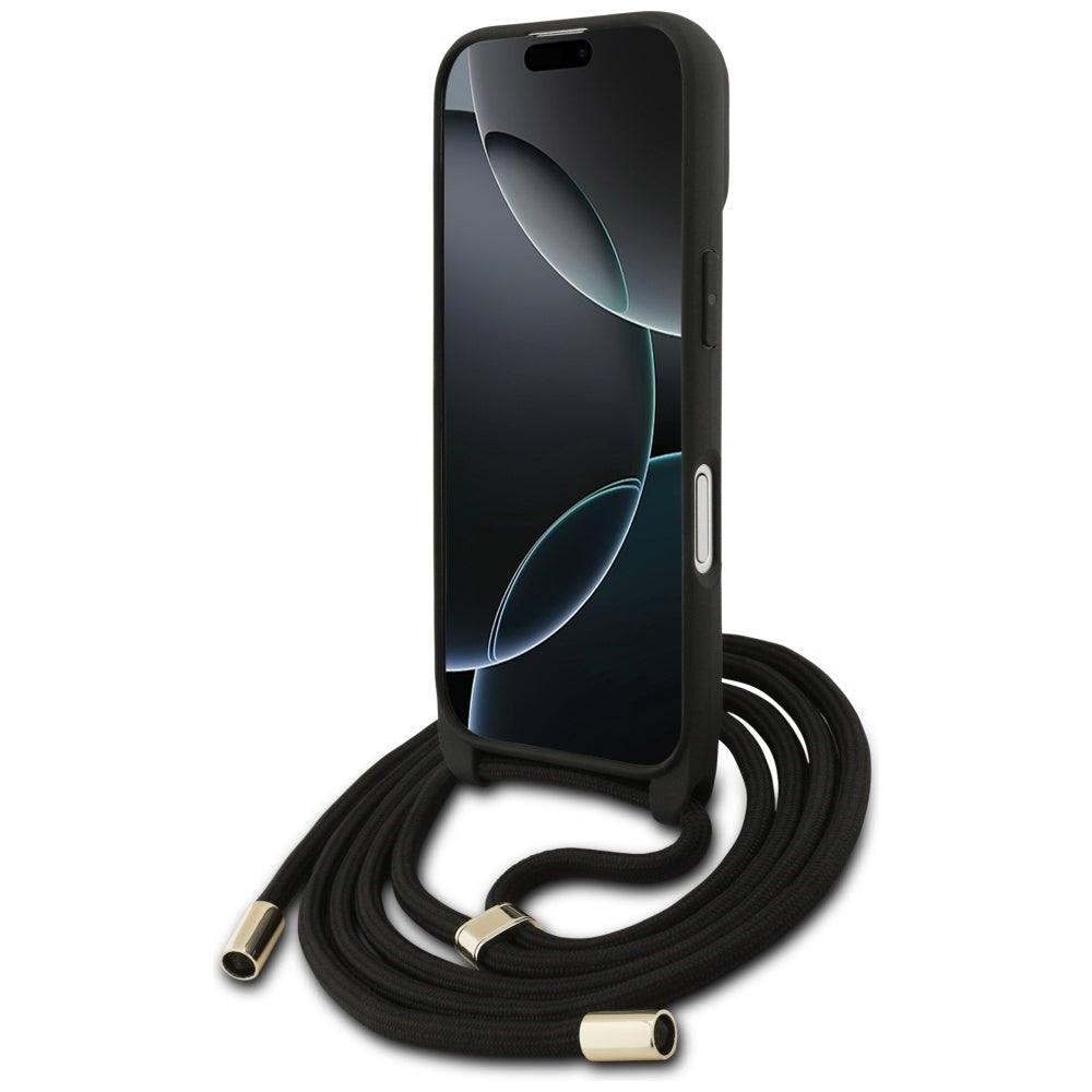 Guess 4G Big Logo Cord Stap Crossbody Case for iPhone 17 - Black_3