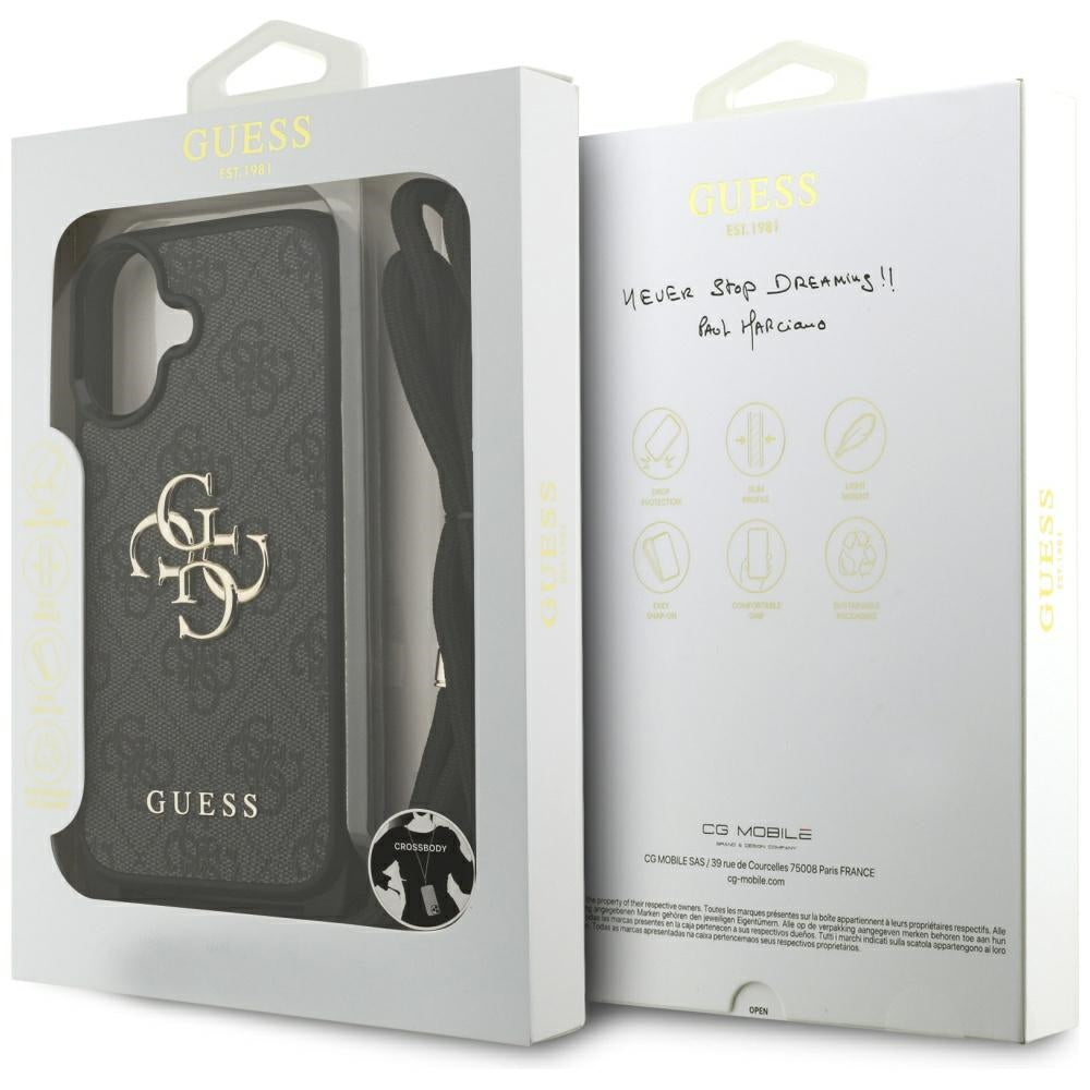 Guess 4G Big Logo Cord Stap Crossbody Case for iPhone 17 - Black_6