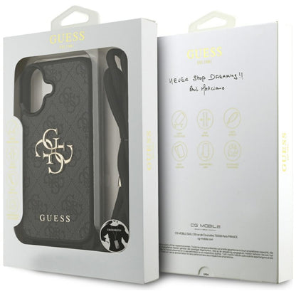 Guess 4G Big Logo Cord Stap Crossbody Case for iPhone 17 - Black_6