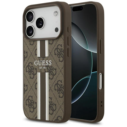 Guess 4G Printed Stripes MagSafe case for iPhone 17 Pro - brown_0