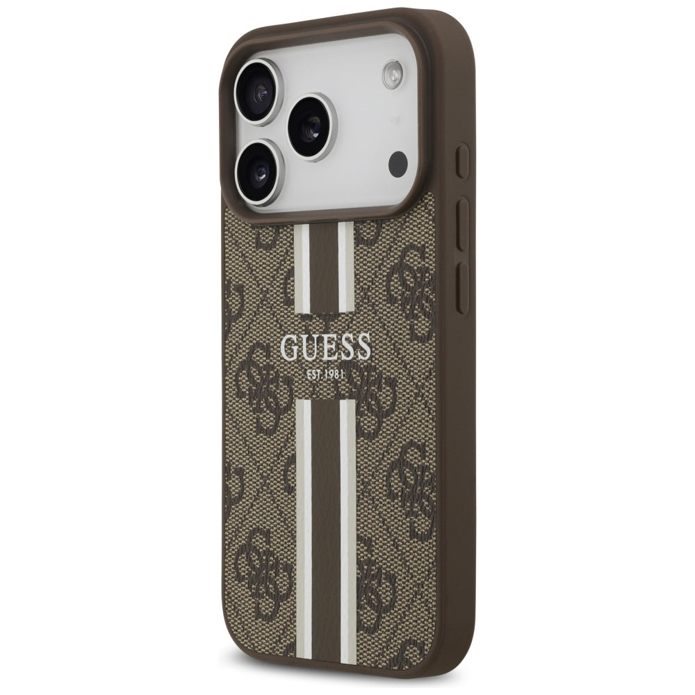 Guess 4G Printed Stripes MagSafe case for iPhone 17 Pro - brown_1
