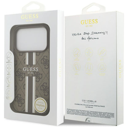 Guess 4G Printed Stripes MagSafe case for iPhone 17 Pro - brown_7