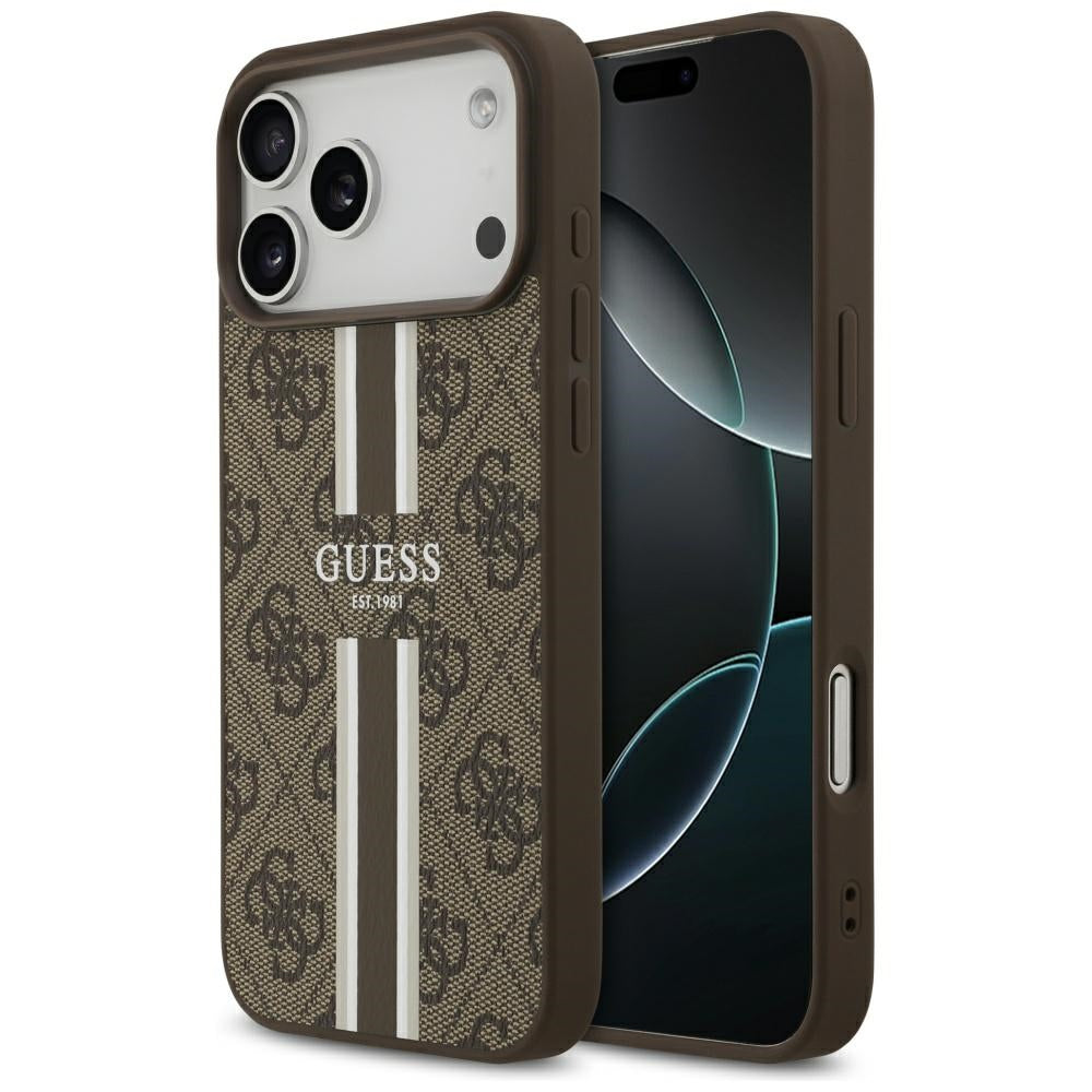 Guess 4G Printed Stripes MagSafe case for iPhone 17 Pro Max - brown_0