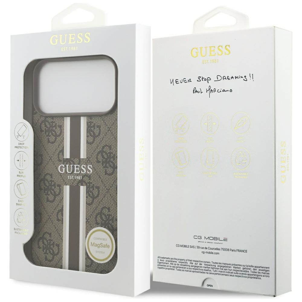 Guess 4G Printed Stripes MagSafe case for iPhone 17 Pro Max - brown_7
