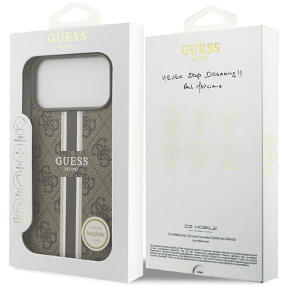 Guess 4G Printed Stripes MagSafe case for iPhone 17 Pro Max - brown_7