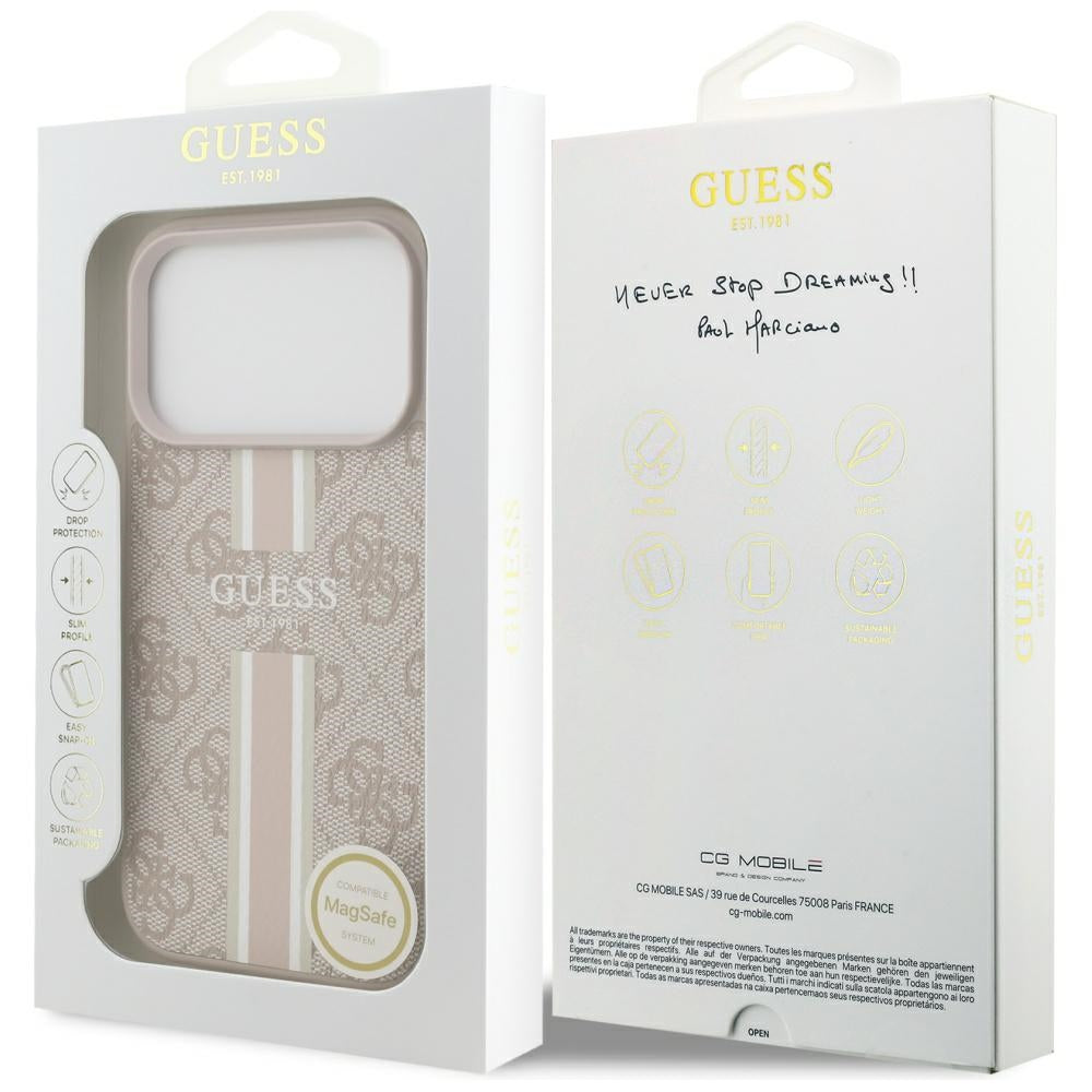 Guess 4G Printed Stripes MagSafe Case for iPhone 17 Pro - Pink_7