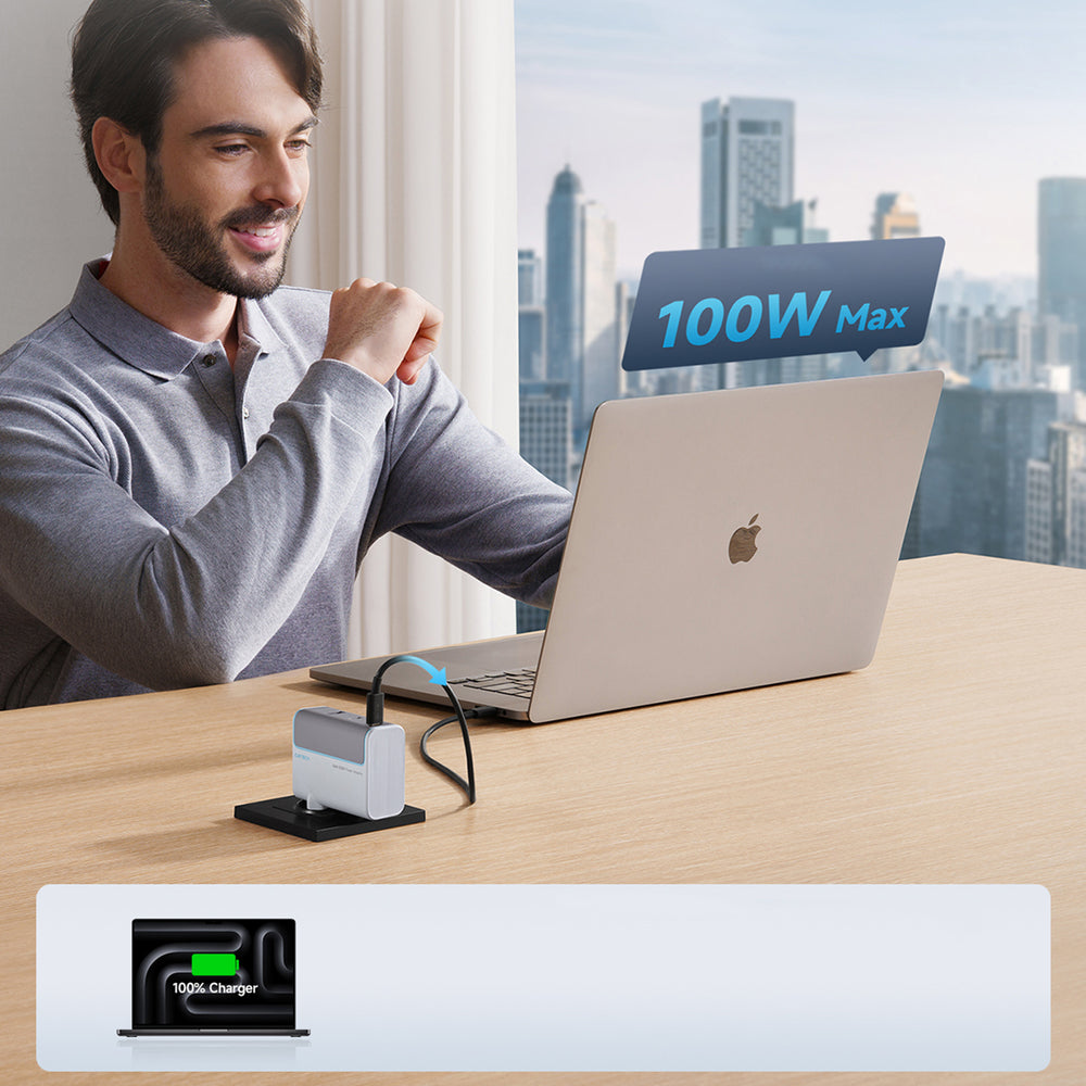 Cuktech AD1003EU 100W GaN 2x USB-C + USB-A Wall Charger with Cable - White_5