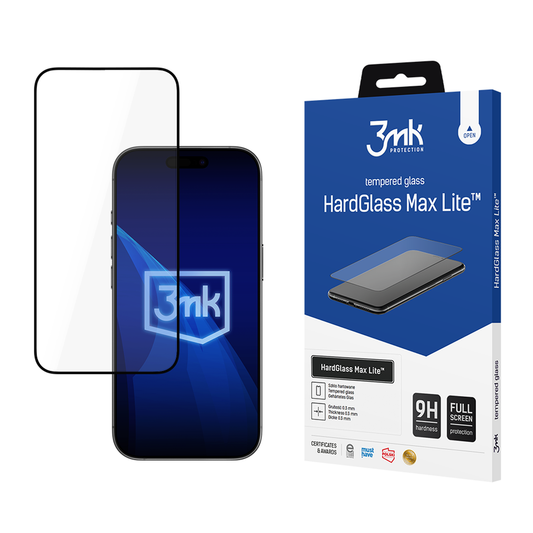 3mk HardGlass Max Lite Black Tempered Glass for iPhone 17 Pro Max_0