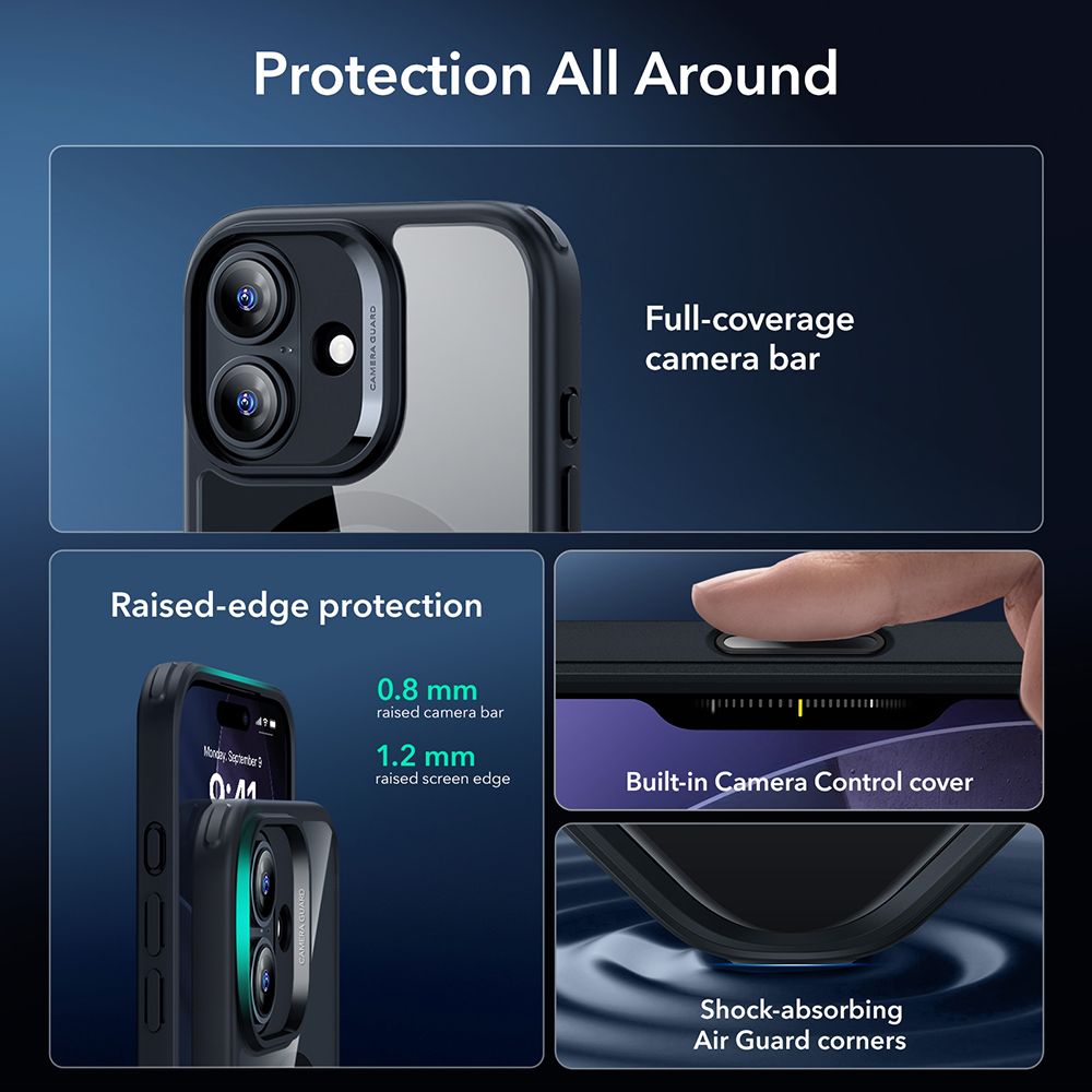 ESR Classic Hybrid MagSafe + Tempered Glass Set for iPhone 17 - Clear Black_2