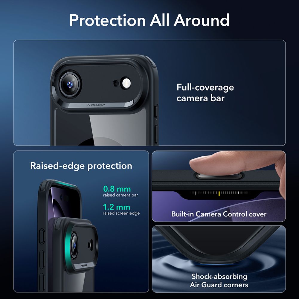 ESR Classic Hybrid MagSafe + Tempered Glass Set for iPhone 17 Air - Clear Black_2