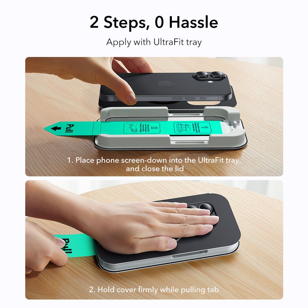 ESR UltraFit Tempered Glass 2-pack for iPhone 16 Pro / 17 - transparent_5