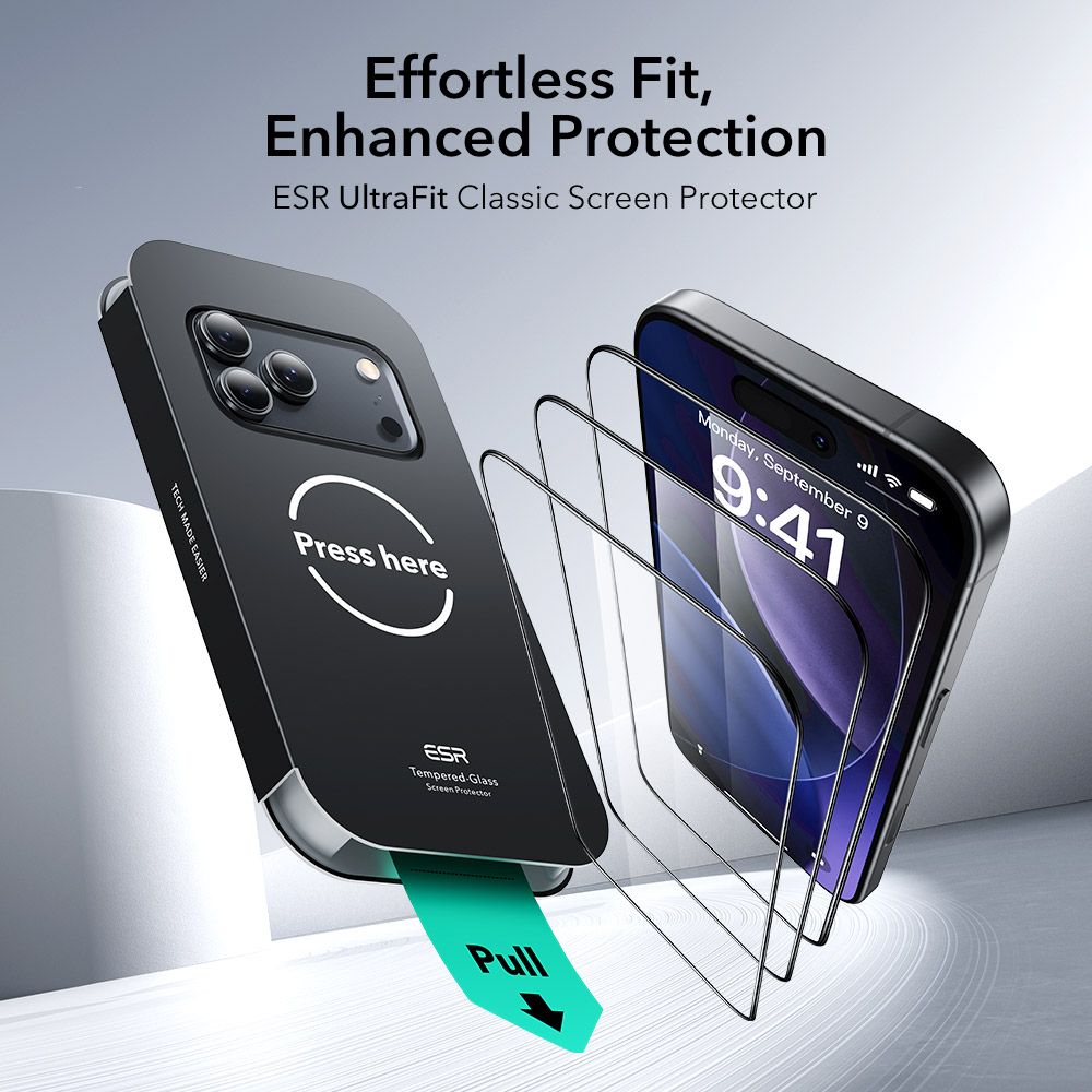 ESR UltraFit Tempered Glass 2-pack for iPhone 17 Pro Max - transparent_1