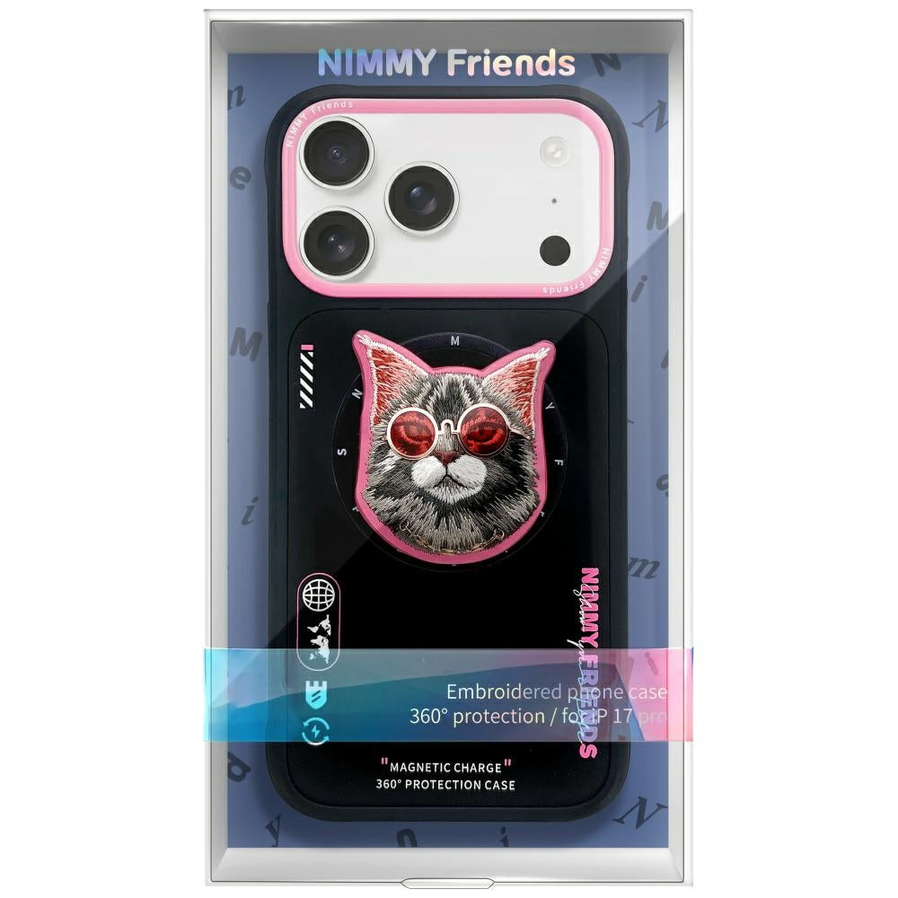 Nimmy Glasses Cool Cat MagSafe Case for iPhone 17 - Black and Pink_1