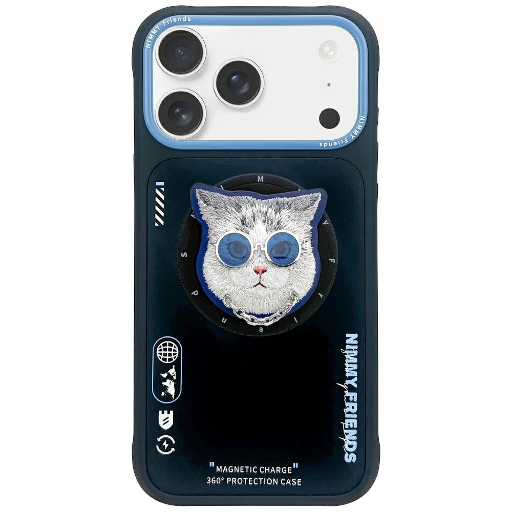 Nimmy Glasses Cool Cat MagSafe Case for iPhone 17 Pro Max - Black and Blue_0