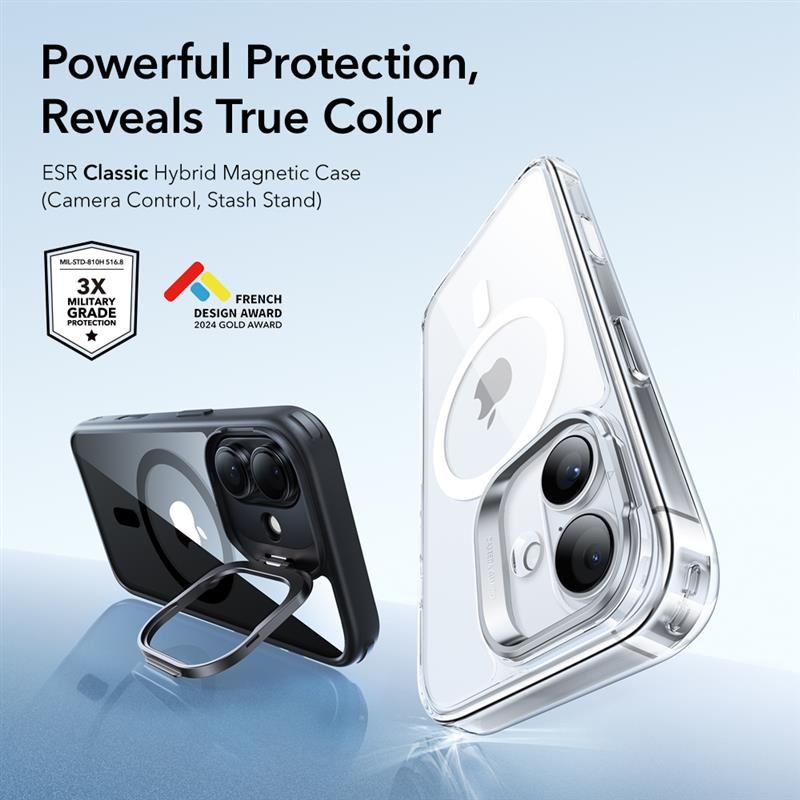 ESR Classic Hybrid Kickstand MagSafe Case for iPhone 17 - Clear Black_1